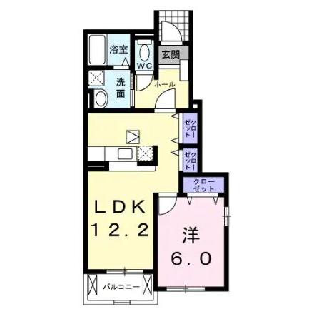 菊池郡菊陽町花立のアパートの間取り