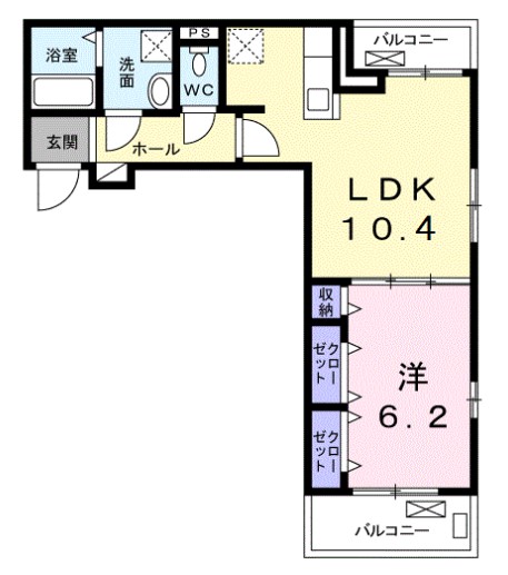 久留米市小森野のアパートの間取り