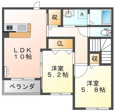 【小田原市東町のアパートの間取り】