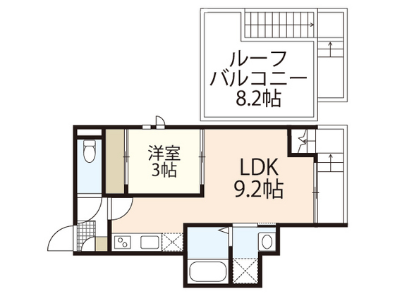 広島市佐伯区旭園のアパートの間取り