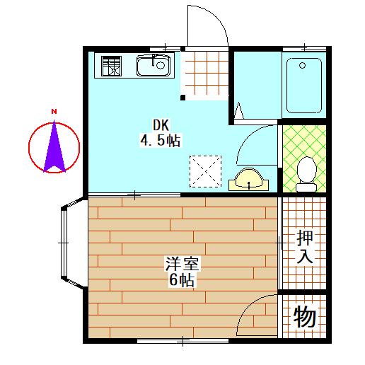 ヒガシ１DKの間取り