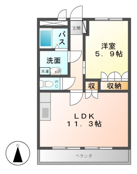 宇都宮市茂原のアパートの間取り