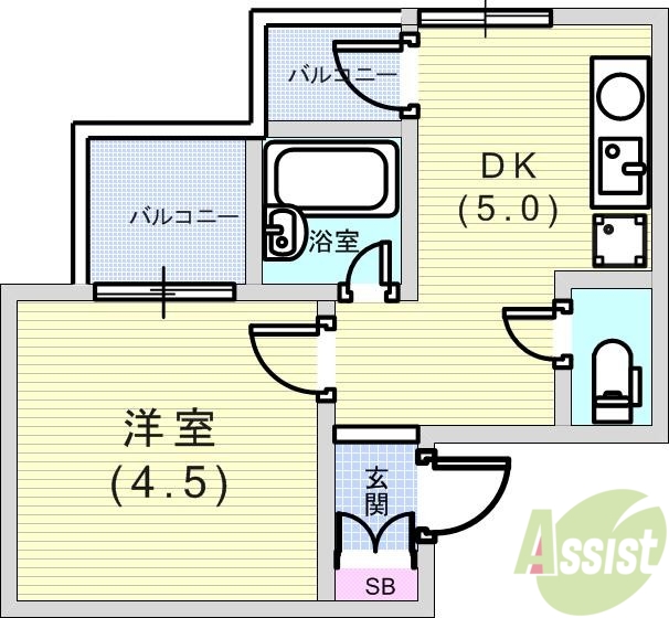 神戸市東灘区魚崎南町のマンションの間取り