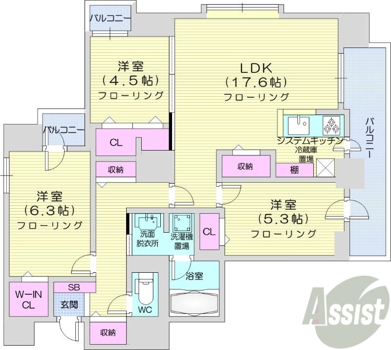 札幌市中央区北一条東のマンションの間取り