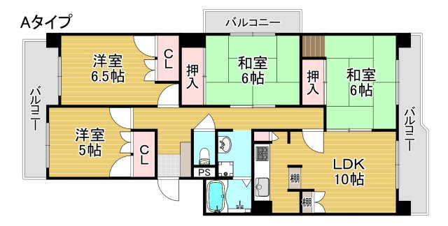 大和川コーポ　1号棟の間取り