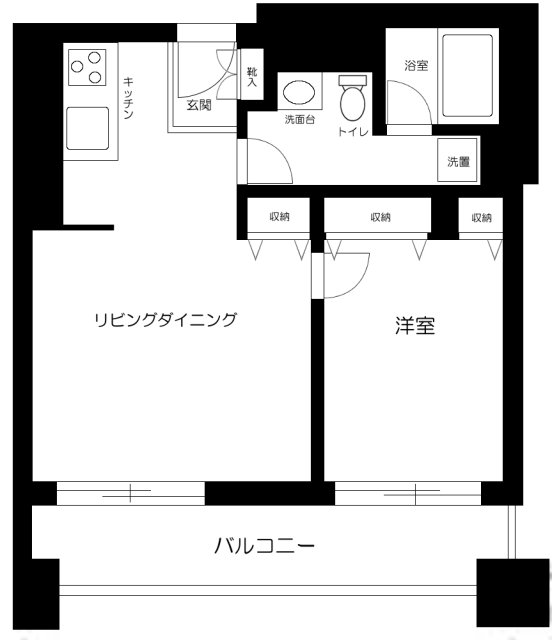 新宿区北新宿のマンションの間取り