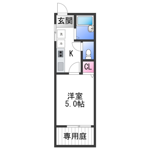 和歌山市北中島のアパートの間取り