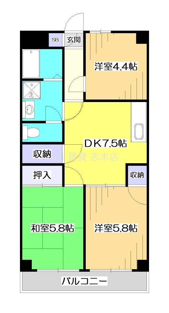 和光市南のマンションの間取り