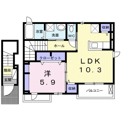 【足柄上郡開成町みなみのアパートの間取り】