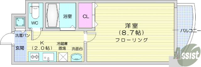 仙台市青葉区宮町のマンションの間取り