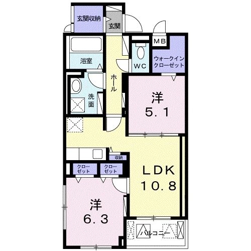 Ｅａｓｔ　有　Iの間取り