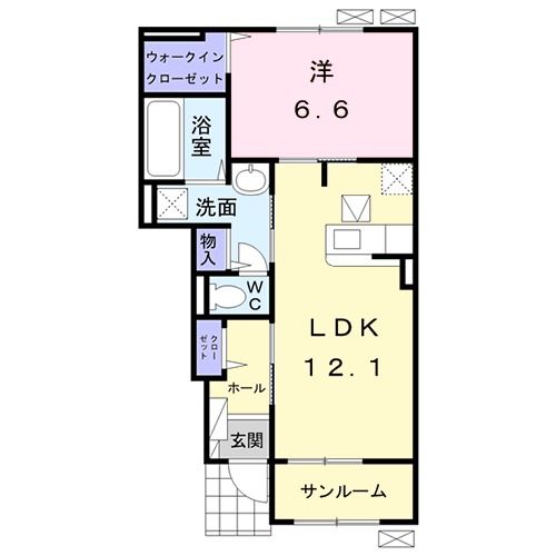 熊本県八代市千丁町新牟田（アパート）の賃貸物件の間取り