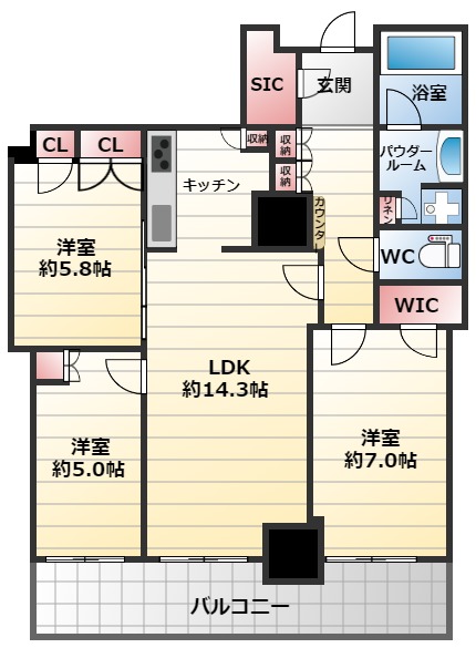 阿波座ライズタワーズフラッグ４６の間取り