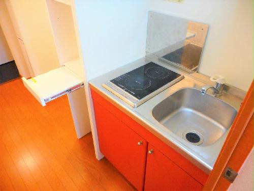 キッチン　2口の電気コンロまたはIHコンロとなります