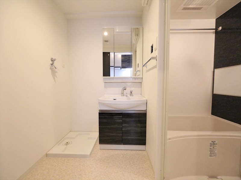 洗面設備　脱衣所　独立洗面台（シャンプードレッサー付）収納スペース有