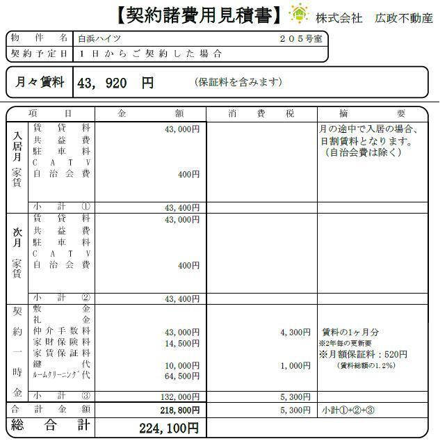 その他設備　初期費用見積