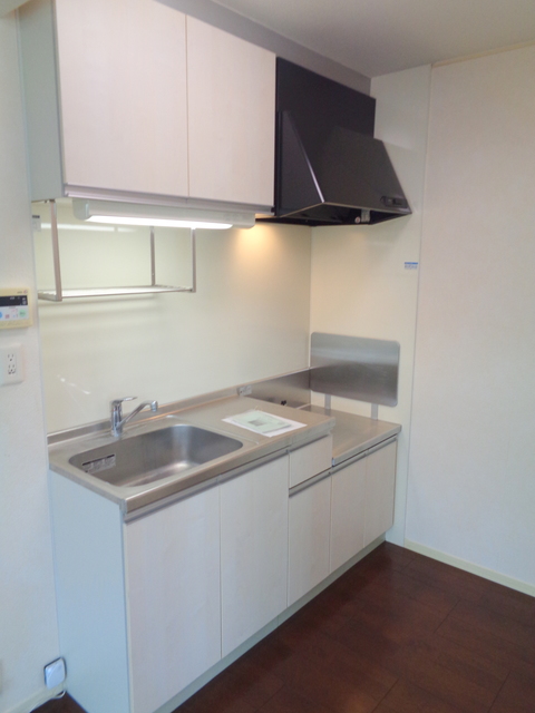 キッチン　上下の収納も豊富なガス２口システムキッチン