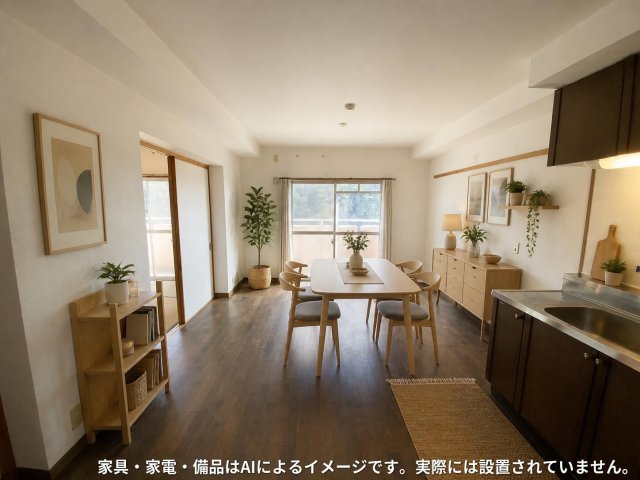 居室・リビング　※家具・家電・備品等はＡＩ画像生成により配置例を示したもので