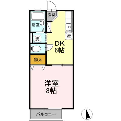 中ノ島ハイツ　Bの間取り