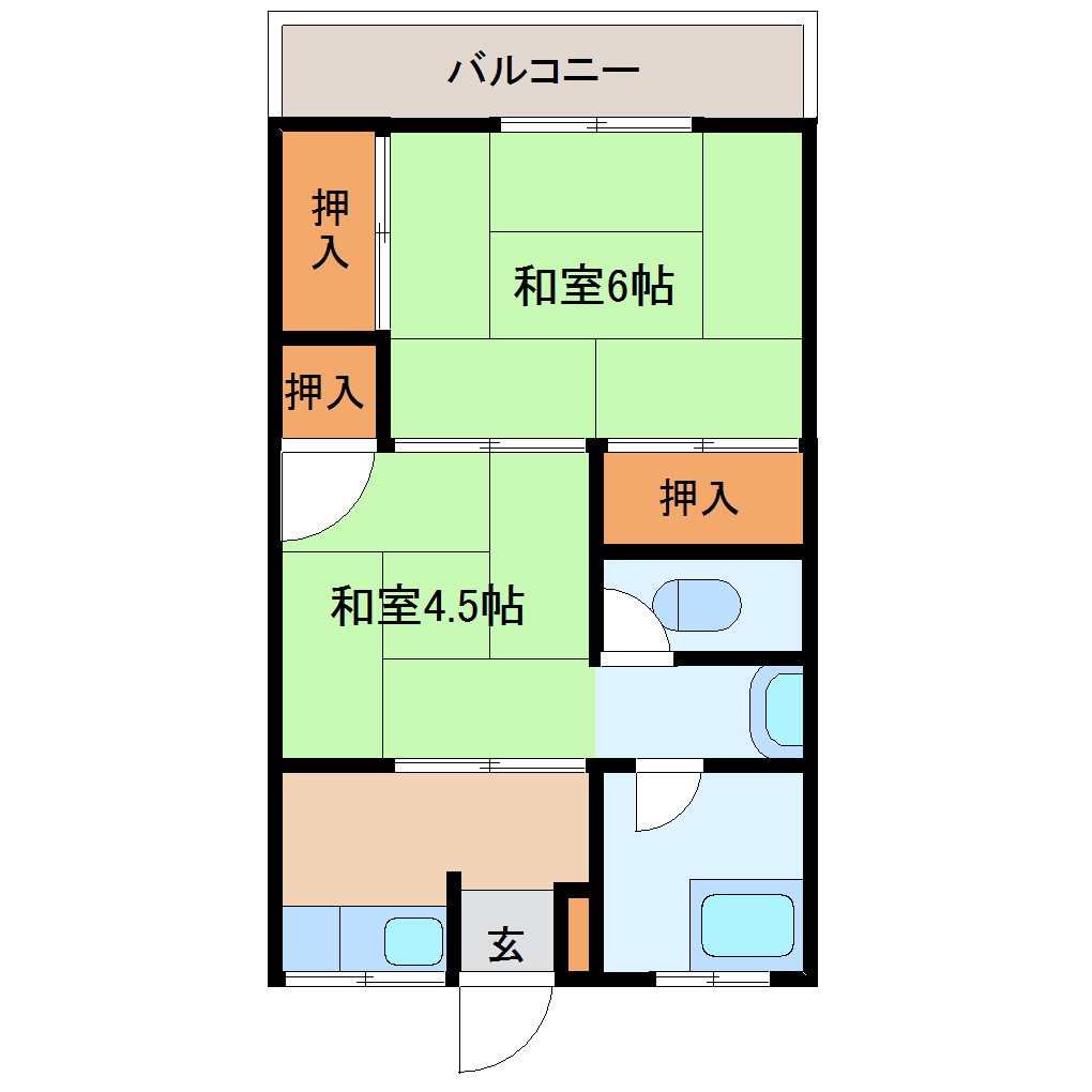 山鹿市方保田のアパートの間取り