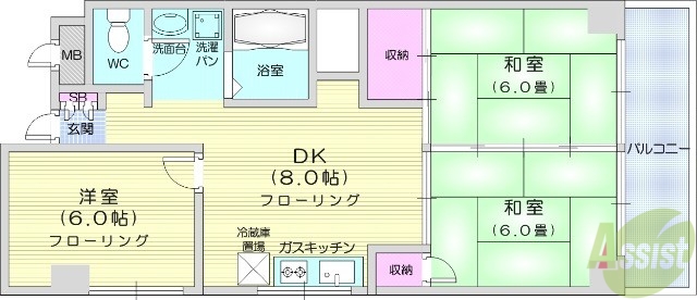 中島丁ハイツの間取り