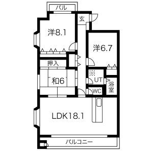 福岡市中央区薬院のマンションの間取り