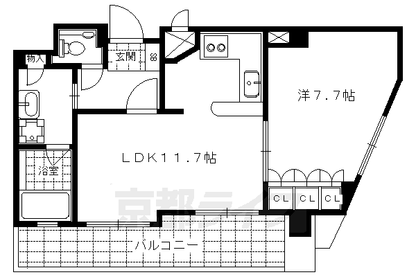 京都市東山区遊行前町のマンションの間取り