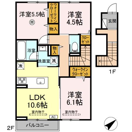 広島市安佐南区大塚西のアパートの間取り