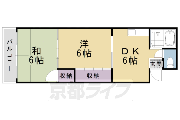 京都市東山区一橋宮ノ内町のマンションの間取り