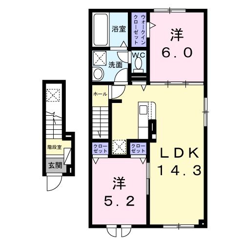 【函館市湯浜町のアパートの間取り】