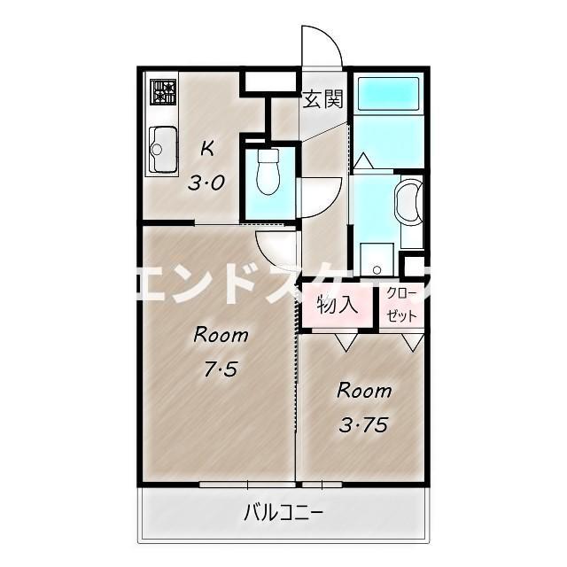 前橋市上大島町のアパートの間取り