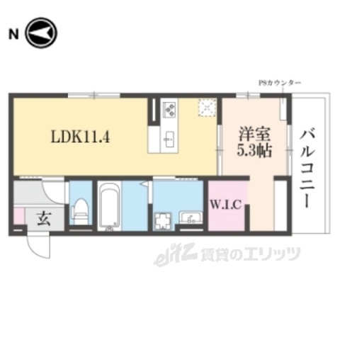 京都市山科区西野野色町のアパートの間取り