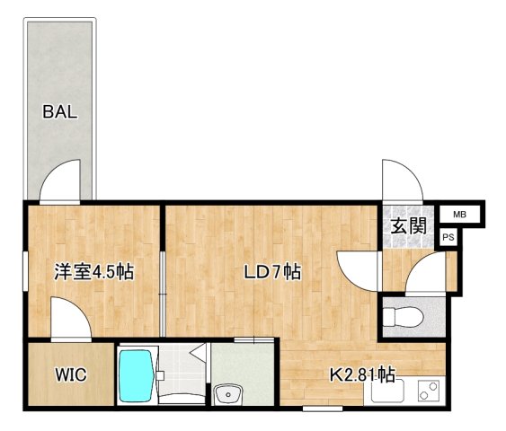 枚方市牧野阪のアパートの間取り