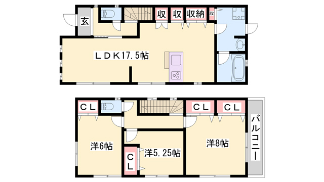 姫路市飾西新築戸建の間取り