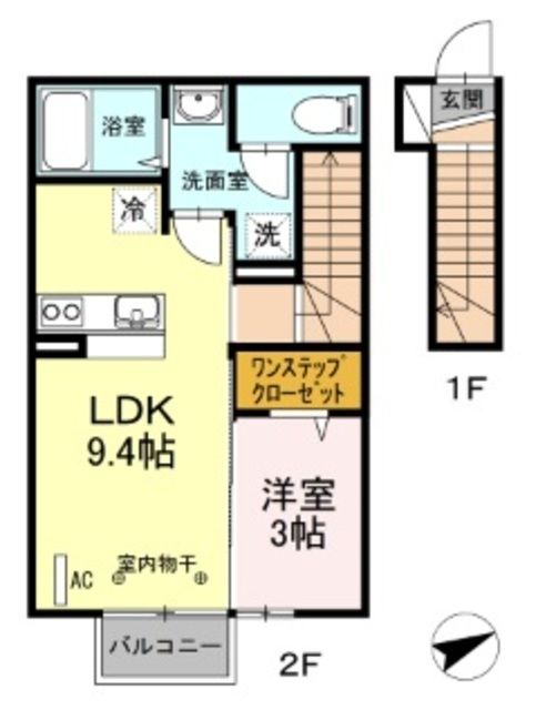 郡山市富田町のアパートの間取り