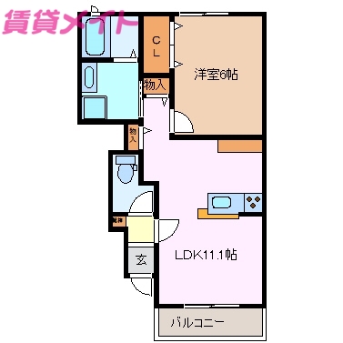 鈴鹿市住吉のアパートの間取り