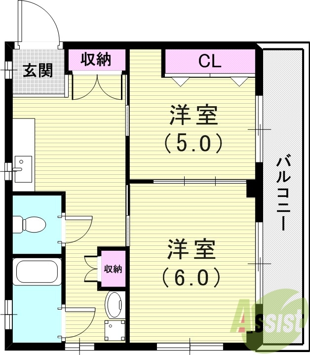 神戸市兵庫区小松通のマンションの間取り