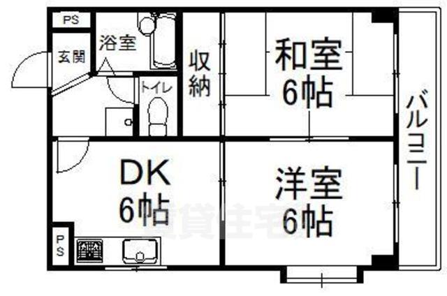 京都市右京区嵯峨釈迦堂門前瀬戸川町のマンションの間取り