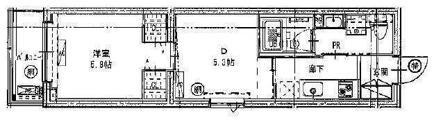 Ｂ　ＣＩＴＹ　ＡＰＡＲＴＭＥＮＴ　ＳＨＩＮＡＧＡＷＡ　ＷＥＳＴの間取り