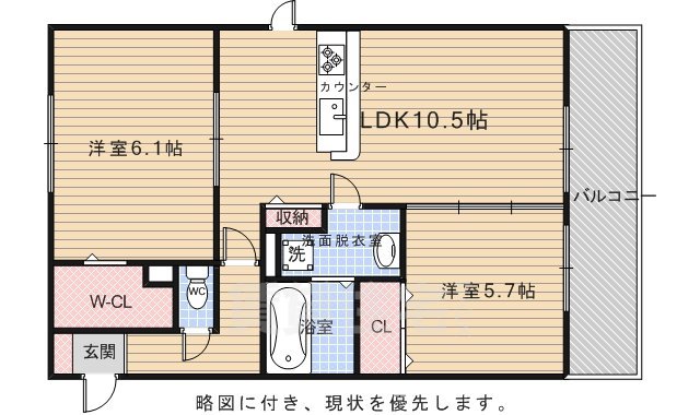 京都市右京区嵯峨野南浦町のアパートの間取り