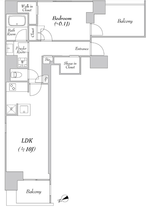 港区海岸のマンションの間取り
