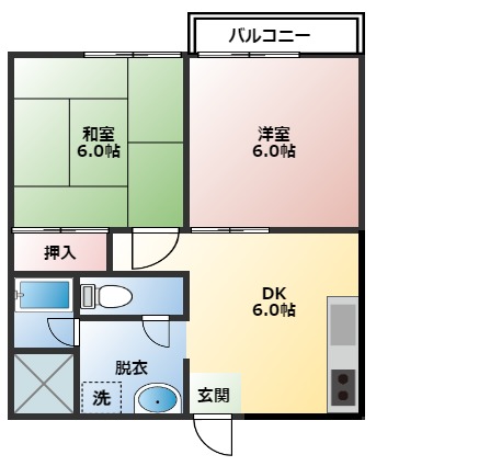 パステル六軒町B棟の間取り写真