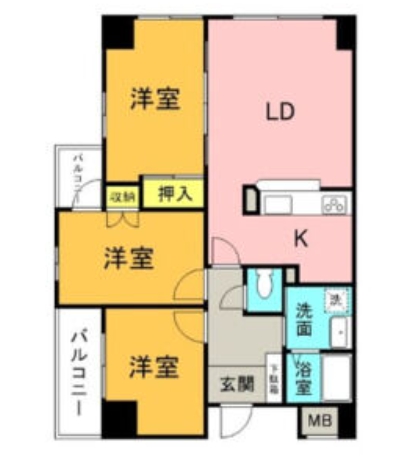 ＪＲ東海道本線 笠寺駅 徒歩15分 9階建 築35年の間取り写真