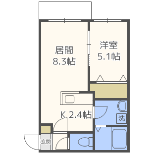 地下鉄南北線 北３４条駅 徒歩8分 4階建 築9年の間取り写真