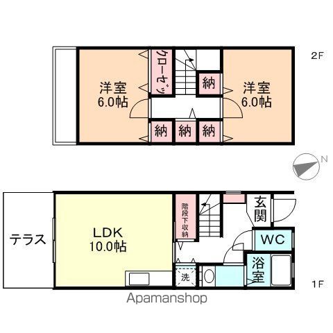 富山地鉄富山港線 蓮町駅 徒歩7分 2階建 築24年の間取り写真