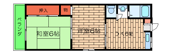 大阪市平野区瓜破のアパートの間取り