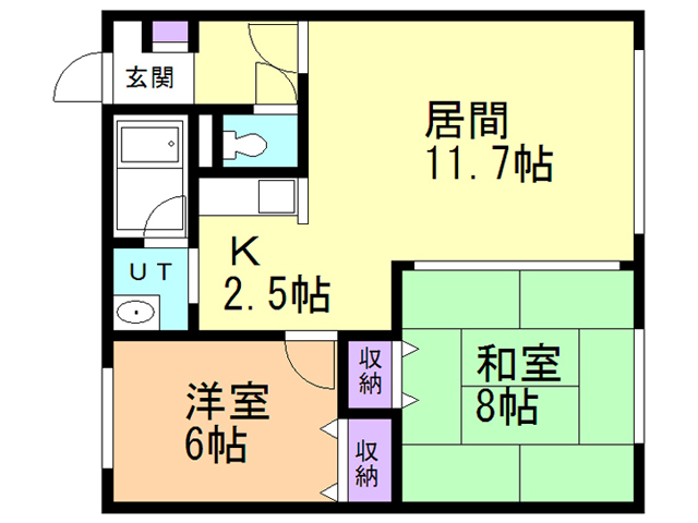 函館市人見町のアパートの間取り