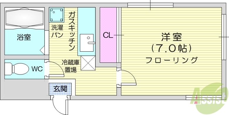 仙台市青葉区千代田町のアパートの間取り