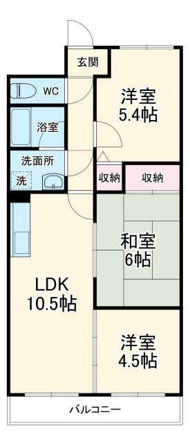 浜松市中央区中野町のマンションの間取り