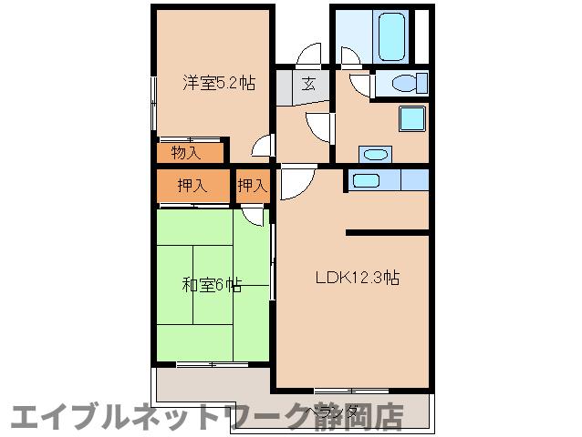 静岡市葵区千代田のマンションの間取り